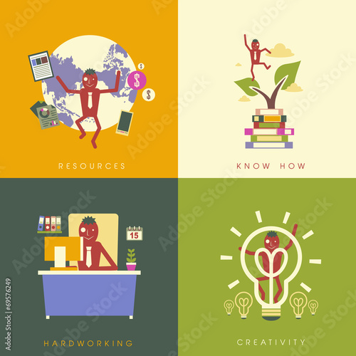 flat design for business success concepts
