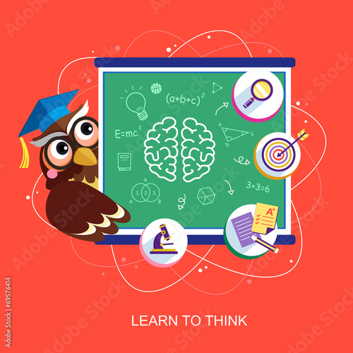 flat design for learn to think concept