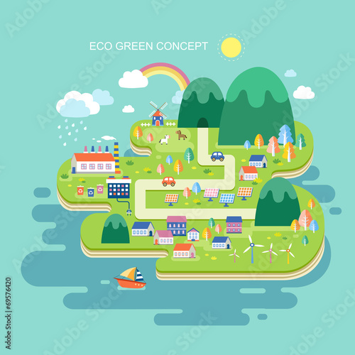flat design for eco green concept