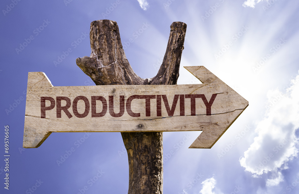 Productivity sign with a beautiful day on background