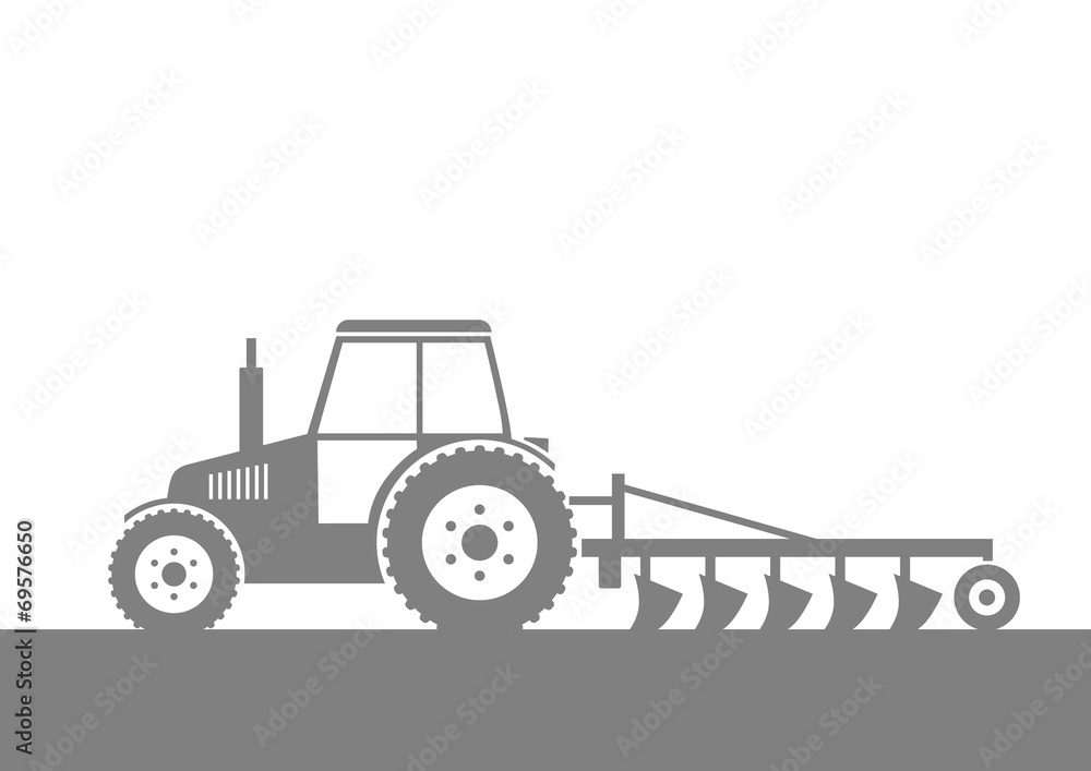 Fototapeta premium Grey tractor on field