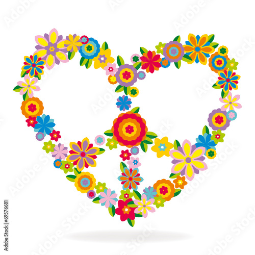 Peace heart sign made of flowers