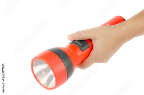Woman hand hold flashlight
