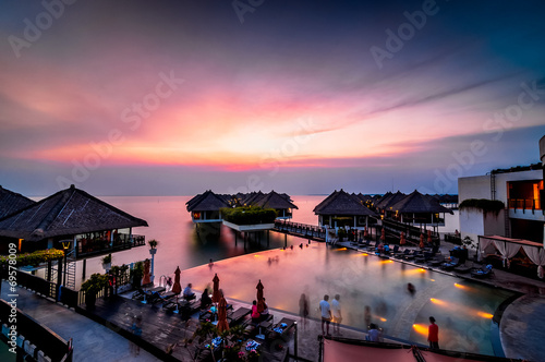 Sunset at floating resort