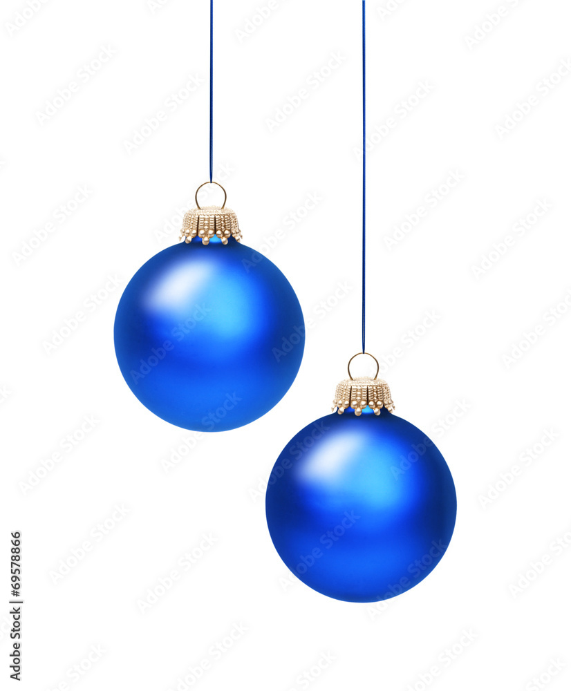 Zwei Blaue Weihnachtskugeln