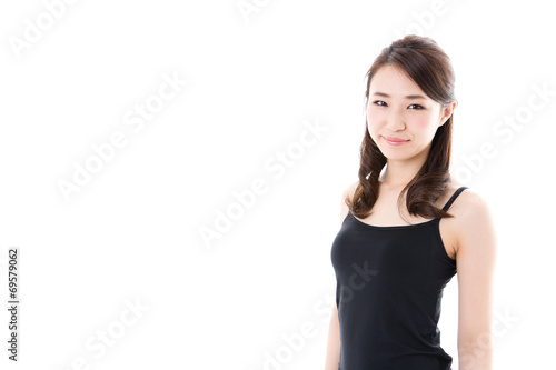beautiful asian woman on white background