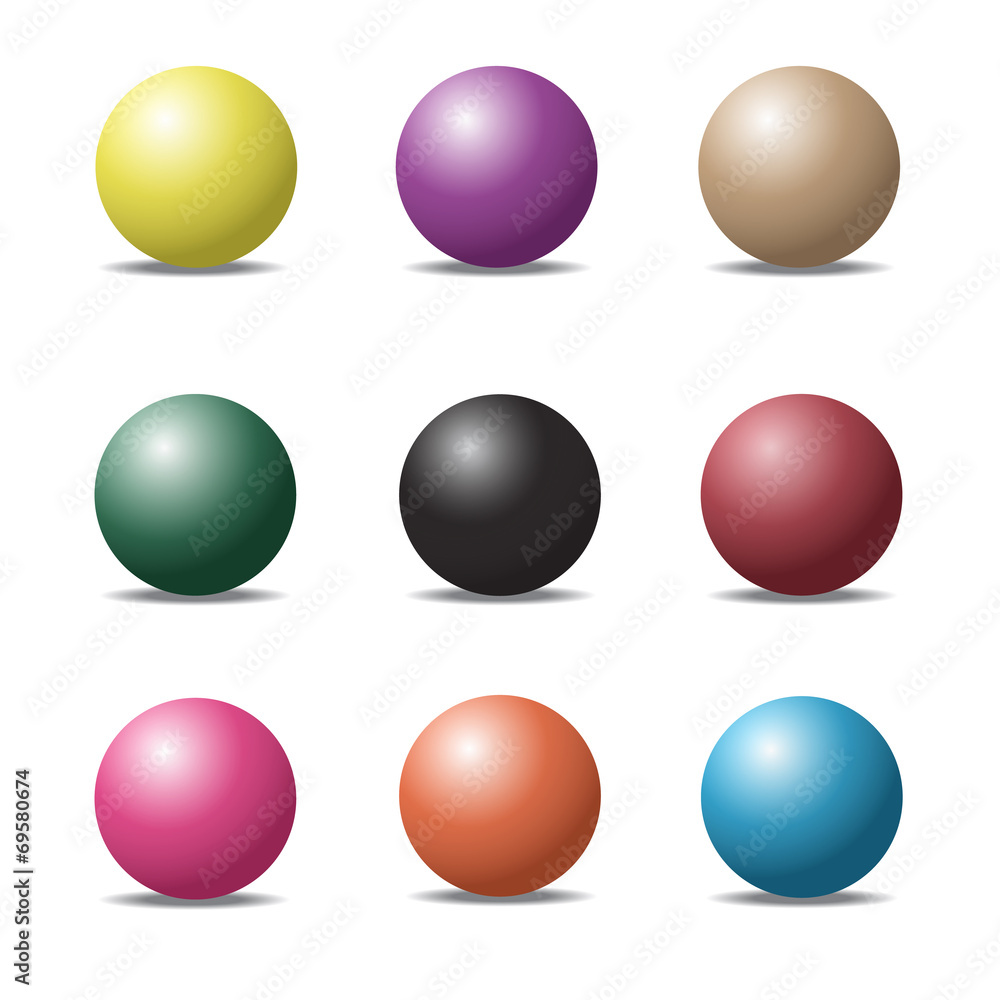 set of colorful ball glossy spheres on white. Vector illustratio set of colorful ball glossy spheres on white. Vector illustratio