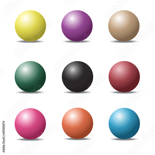 set of colorful ball glossy spheres on white. Vector illustratio