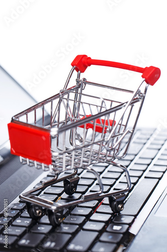 Shopping trolley over keyboard