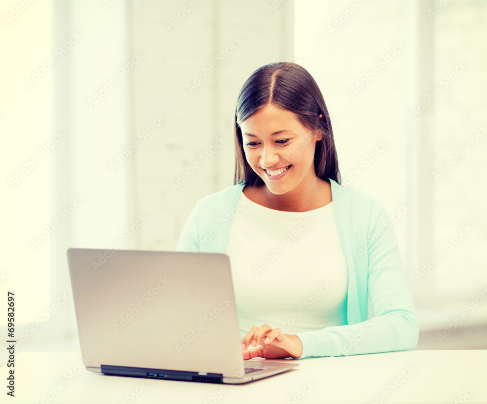 international student girl with laptop at school international student girl with laptop at school