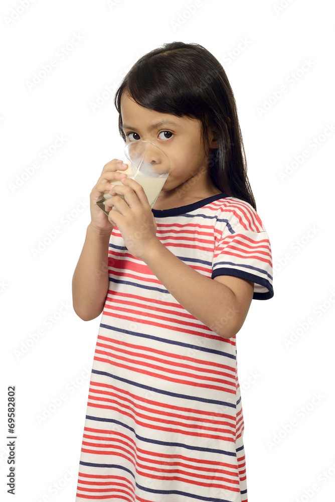 Cute Little Asian Girl Drinking Milk Cute Little Asian Girl Drinking Milk