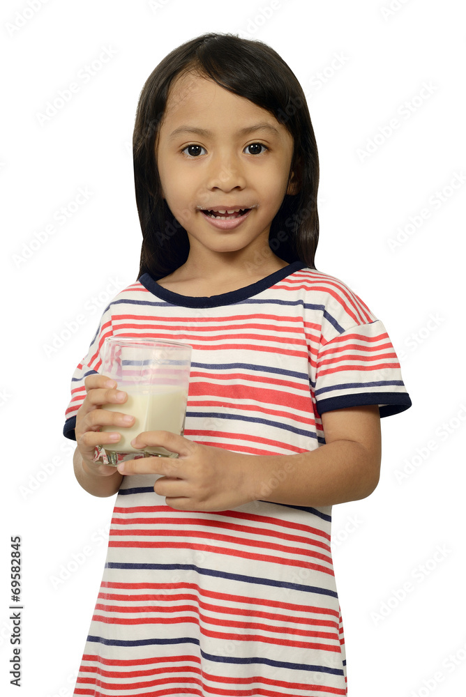 Cute Little Asian Girl Drinking Milk Cute Little Asian Girl Drinking Milk