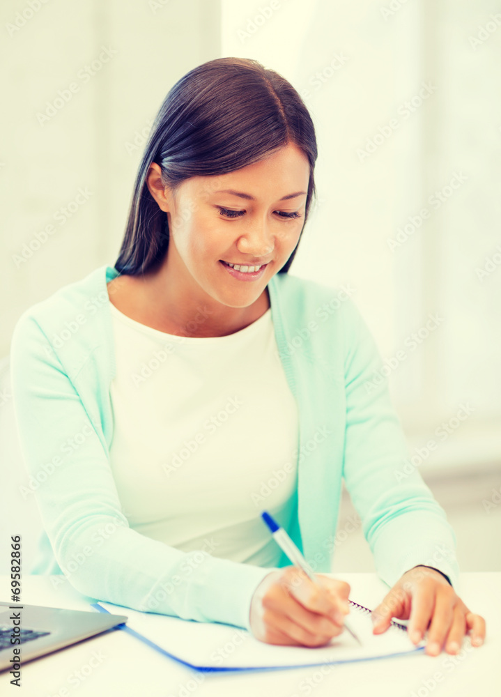 asian businesswoman with laptop and documents asian businesswoman with laptop and documents