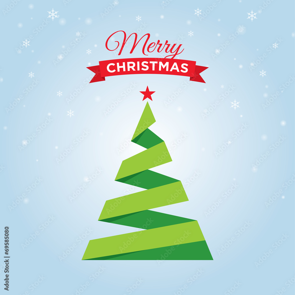 Merry christmas card with christmas tree