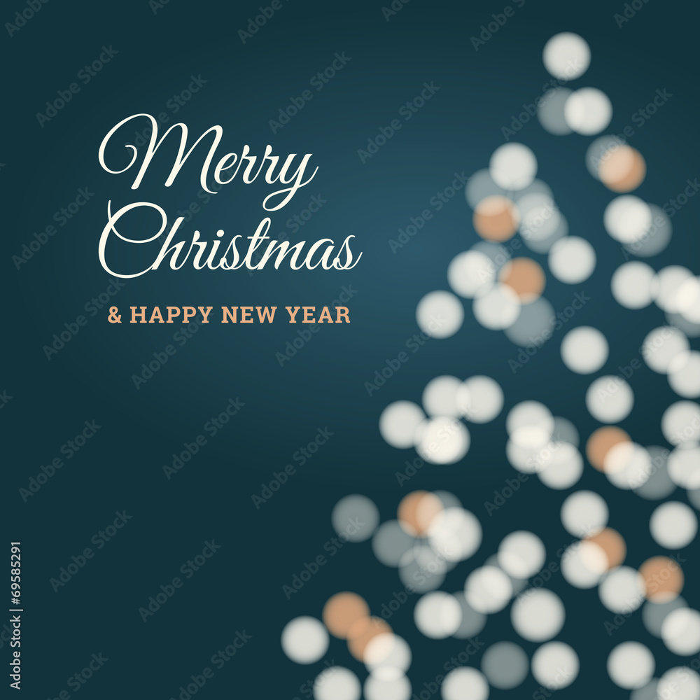 Naklejka premium Merry christmas and happy new year, christmas tree glitter