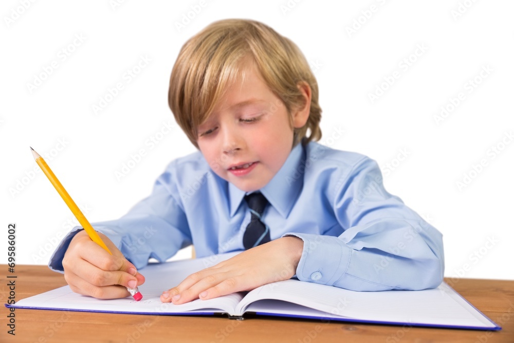 Student writing notes in notepad Student writing notes in notepad