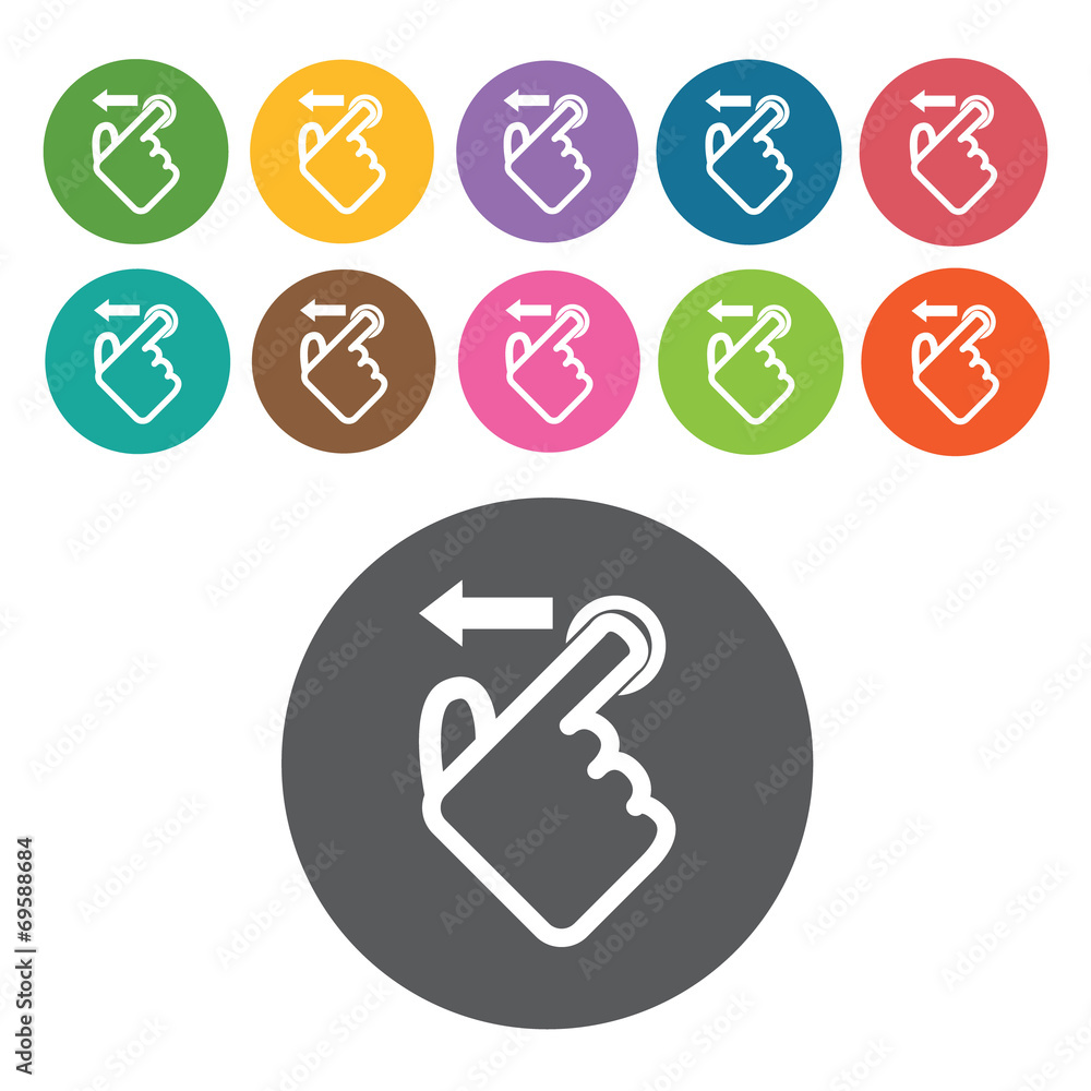 swipe to the left icons set. Round colourful 12 buttons. Vector swipe to the left icons set. Round colourful 12 buttons. Vector