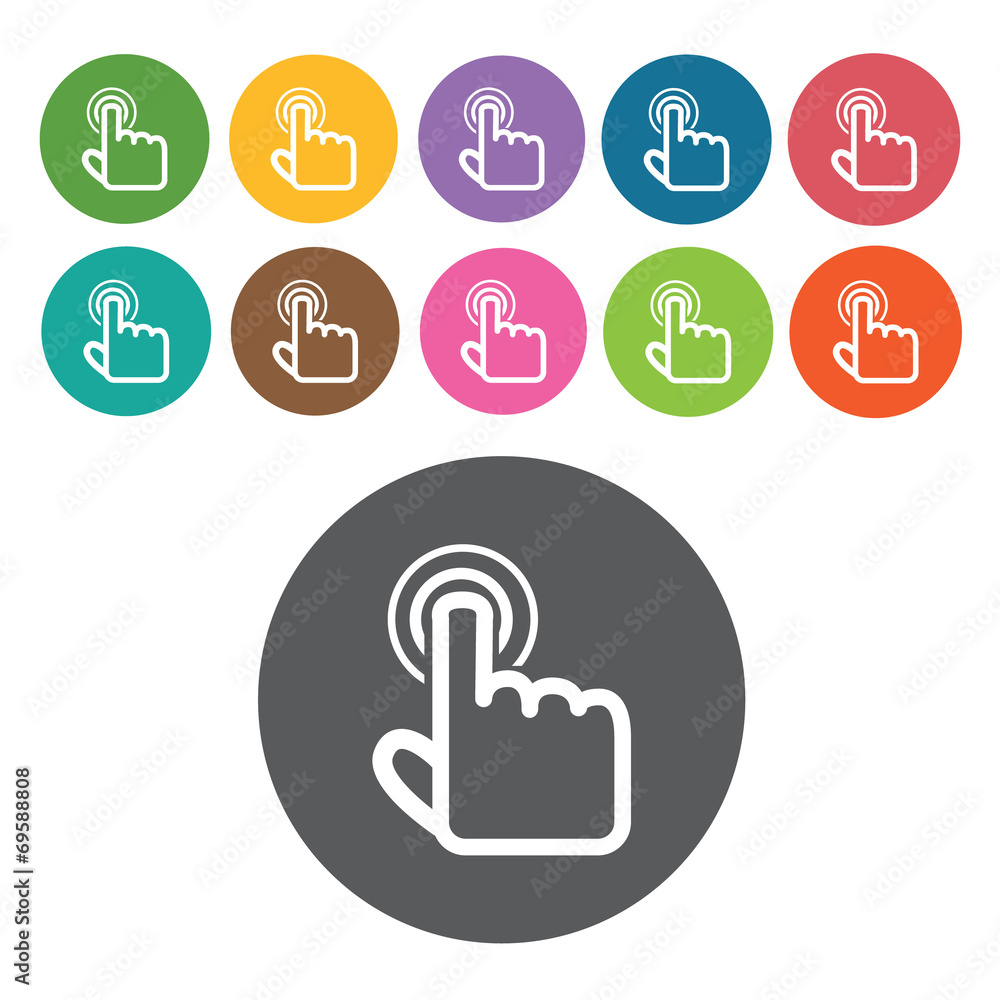 touchpad click icons set. Round colourful 12 buttons. Vector ill touchpad click icons set. Round colourful 12 buttons. Vector ill