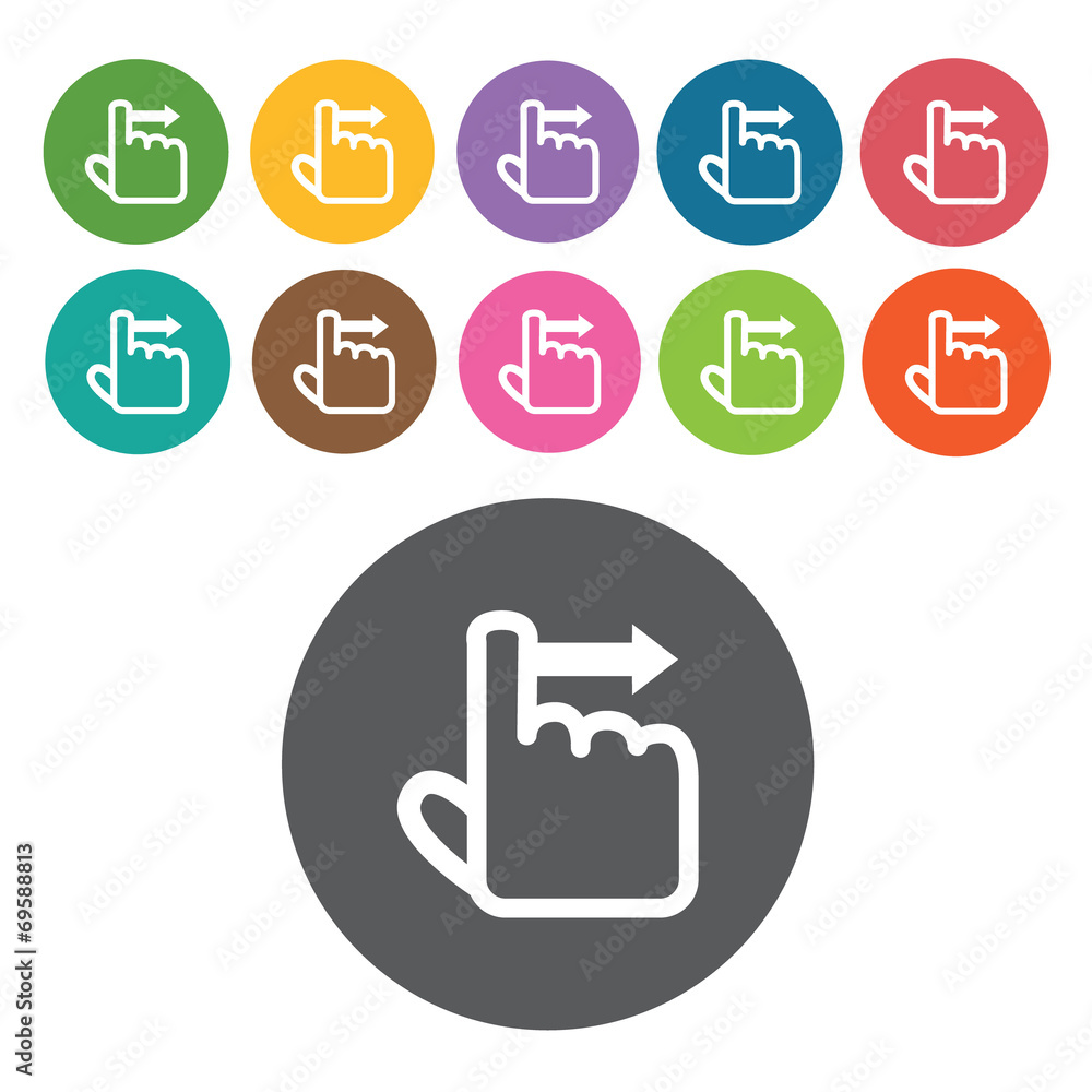 touchpad swipe icons set. Round colourful 12 buttons. Vector ill touchpad swipe icons set. Round colourful 12 buttons. Vector ill