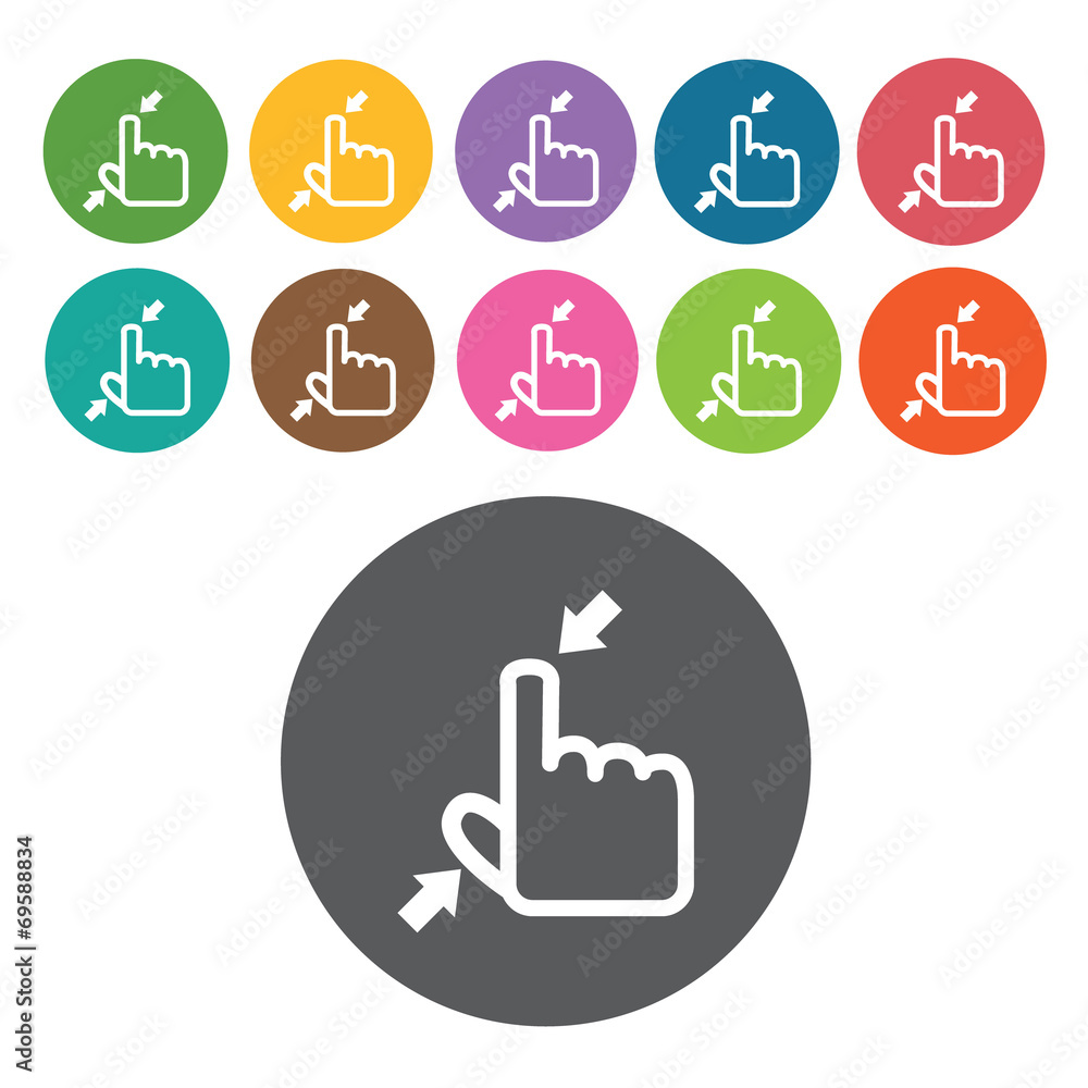 touchpad zoom in icons set. Round colourful 12 buttons. Vector i touchpad zoom in icons set. Round colourful 12 buttons. Vector i
