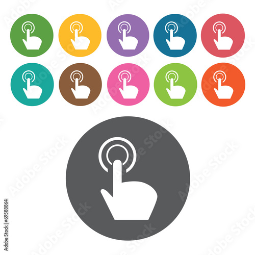 touchpad click icons set. Round colourful 12 buttons. Vector ill
