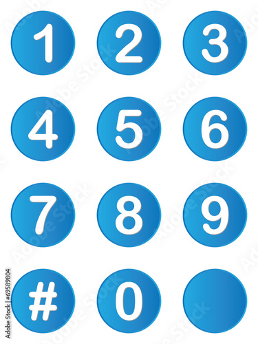 Illustrated set of buttons with numbers on