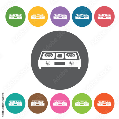 Stove icons set. Round colourful 12 buttons. Vector illustration © Soulsisz
