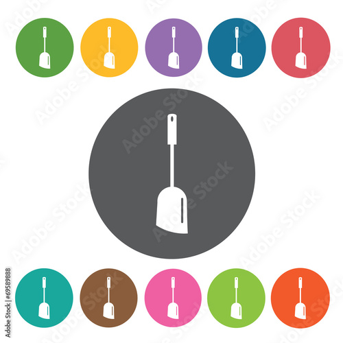 Spatula icons set. Round colourful 12 buttons. Vector illustrati