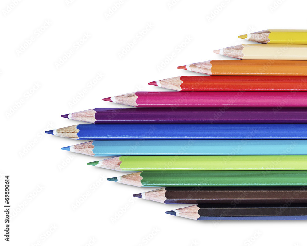Color pencils isolated on white background, clipping path Color pencils isolated on white background, clipping path