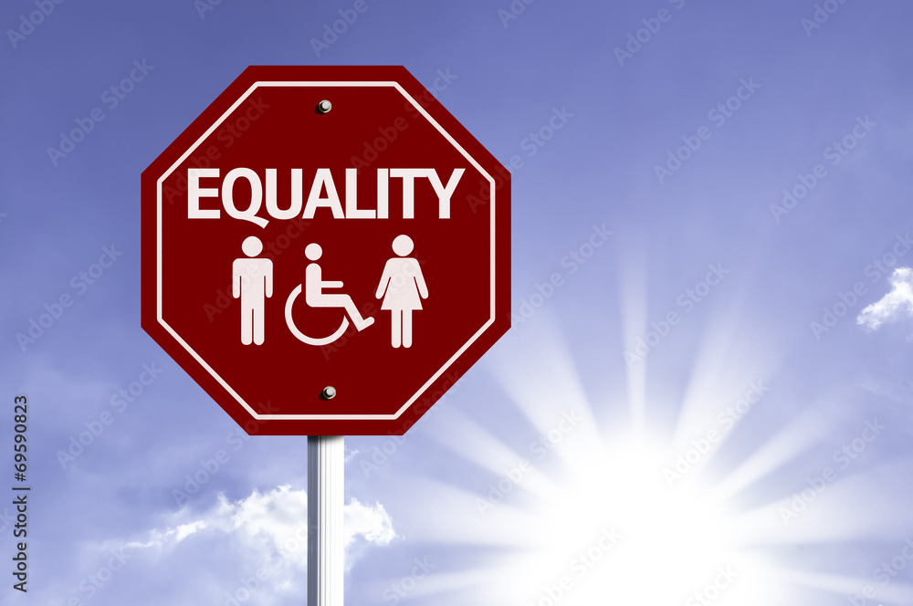 Equality red sign with sun background Equality red sign with sun background