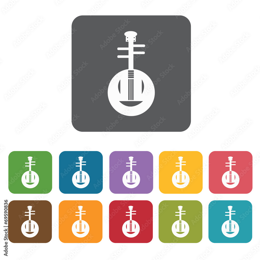 Sitar icon icons set. Rectangle colourful 12 buttons. Vector ill Sitar icon icons set. Rectangle colourful 12 buttons. Vector ill