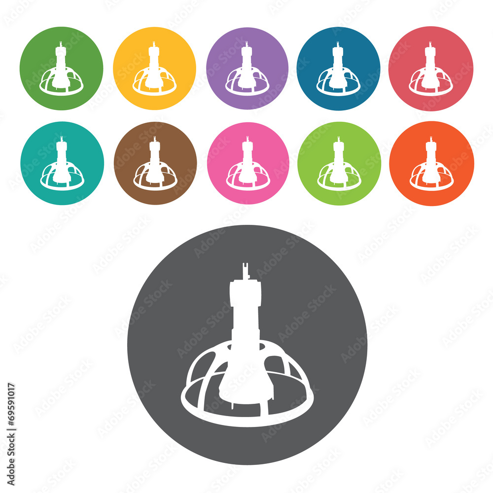 Chicken feeder icons set. Round colourful 12 buttons. Vector ill Chicken feeder icons set. Round colourful 12 buttons. Vector ill