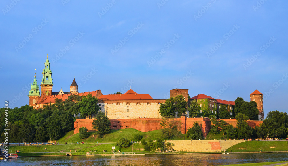 Wawel Royal Castle and Vistula River in Krakow, Poland