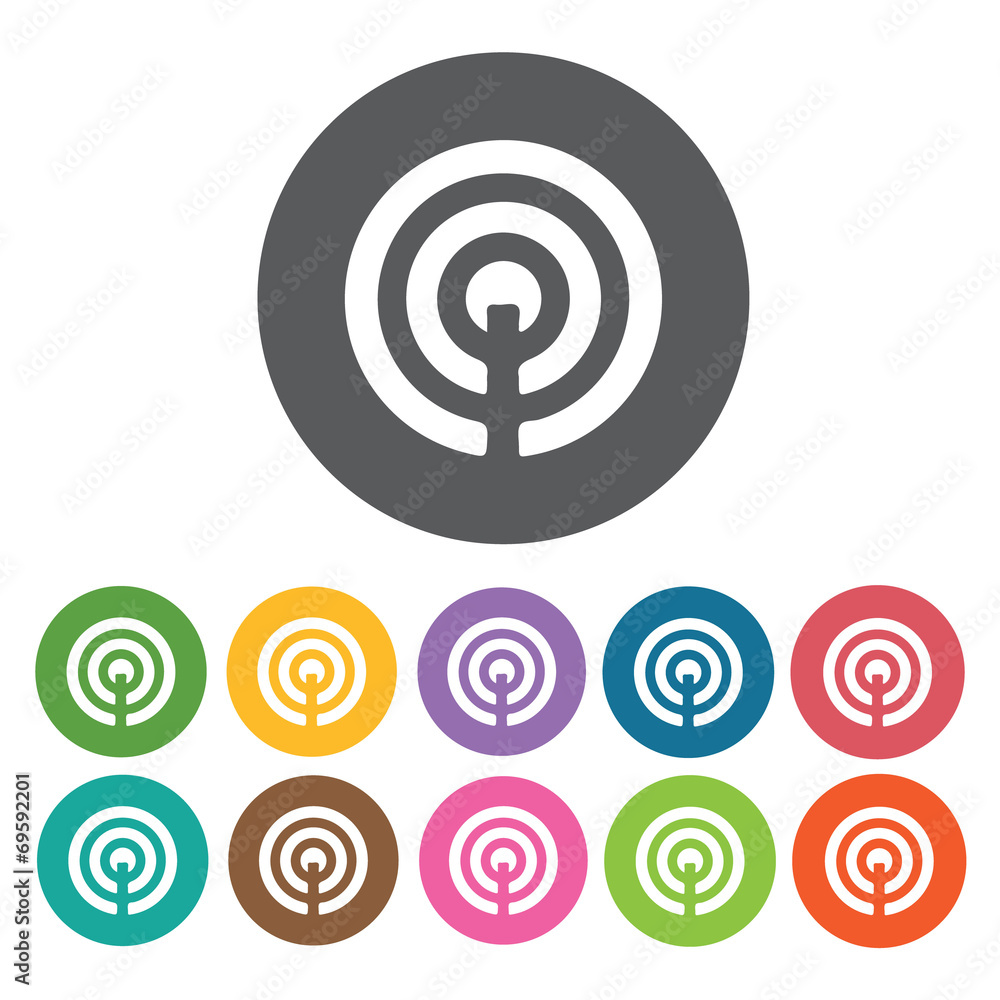 Wifi icons set. Round colourful 12 buttons. Vector illustration Wifi icons set. Round colourful 12 buttons. Vector illustration