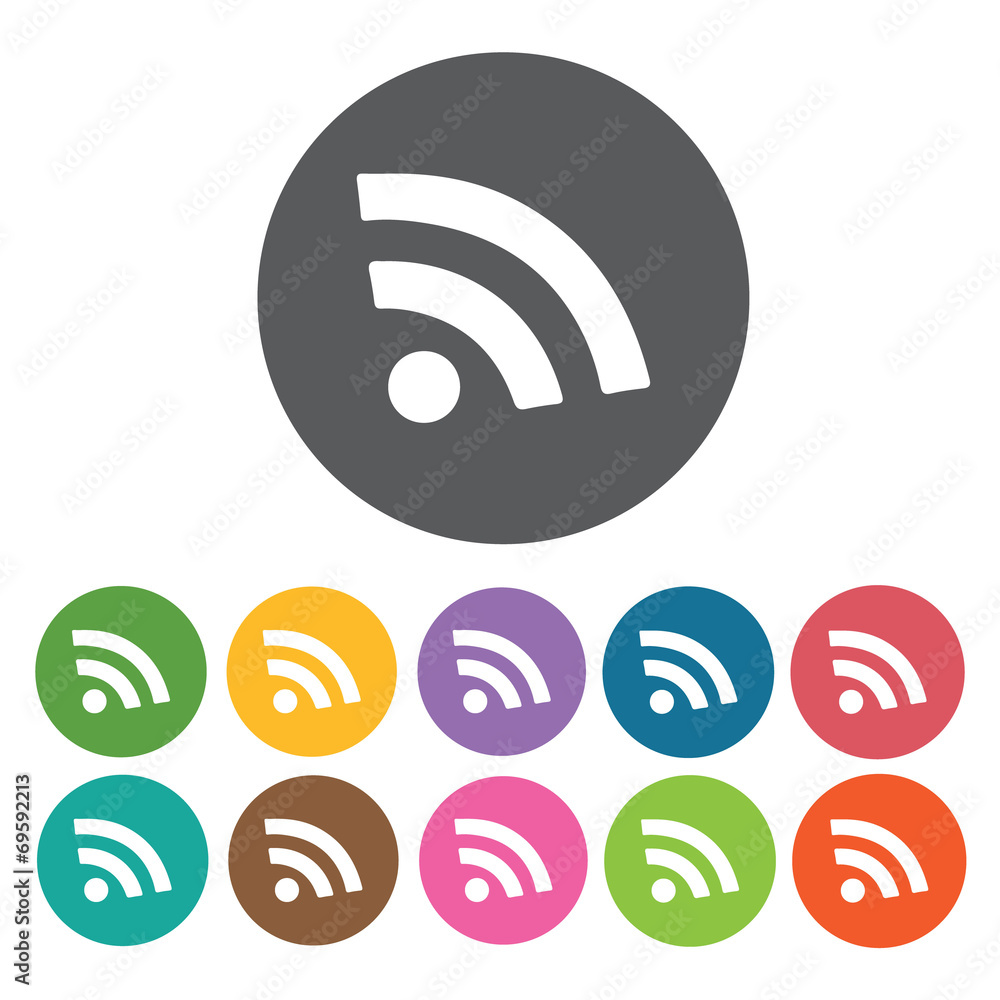 Wi fi symbol icons set. Round colourful 12 buttons. Vector illus Wi fi symbol icons set. Round colourful 12 buttons. Vector illus