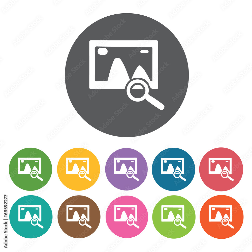 Search for photo icons set. Round colourful 12 buttons. Vector i Search for photo icons set. Round colourful 12 buttons. Vector i