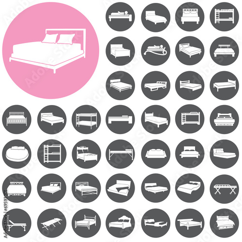 Bed icons set.  Illustration eps10