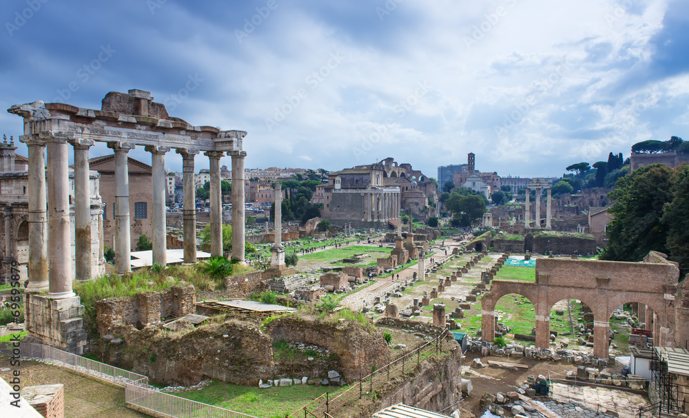 Temple of Saturn and Forum Romanum in Rome, Italy