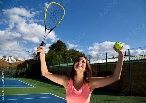 woman celebrating winning tennis match © michael spring