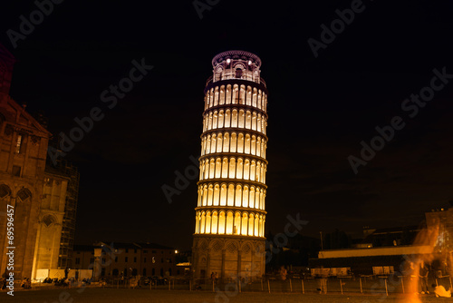 The leaning tower by night