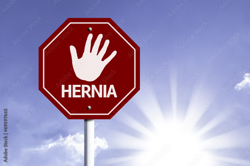 Stop Hernia red sign with sun background Stop Hernia red sign with sun background