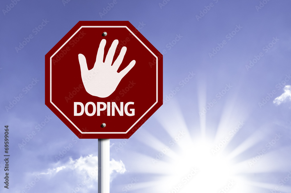 Stop Doping red sign with sun background Stop Doping red sign with sun background