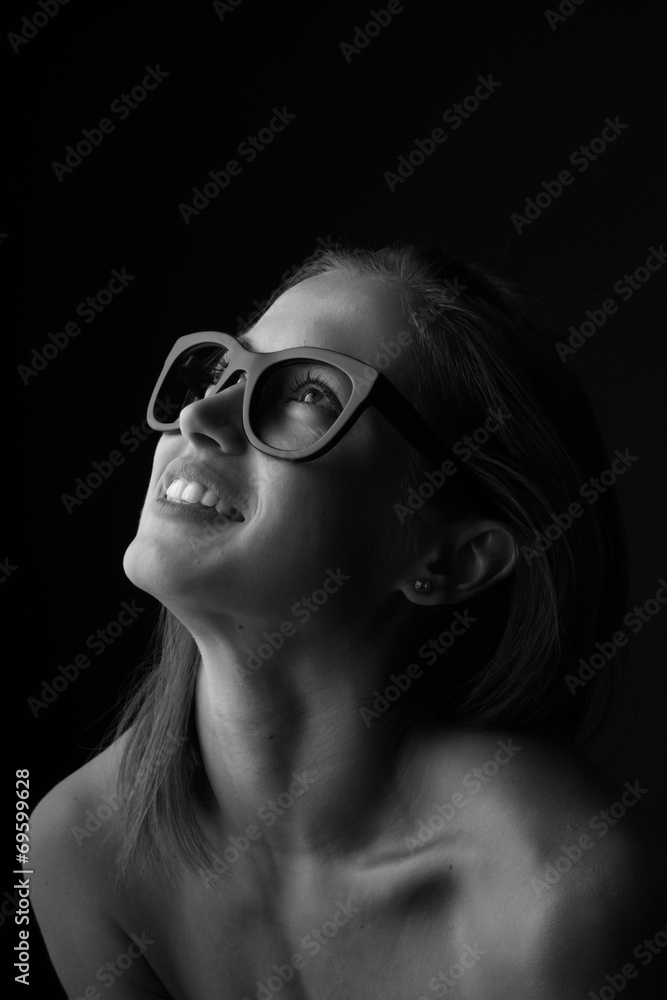 Beautiful woman in eyeglasses, monochrome Beautiful woman in eyeglasses, monochrome