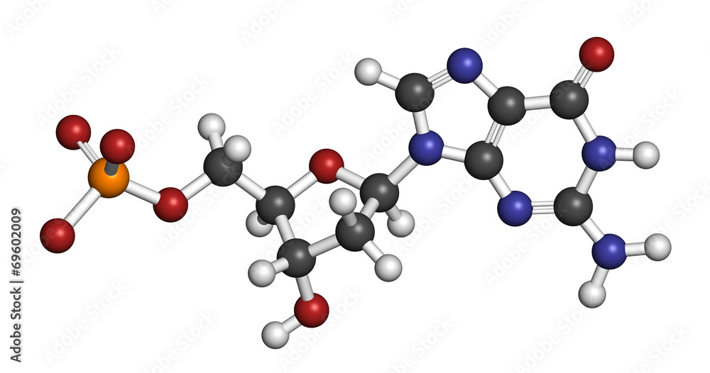 Deoxyguanosine monophosphate (dGMP) nucleotide molecule. Deoxyguanosine monophosphate (dGMP) nucleotide molecule.