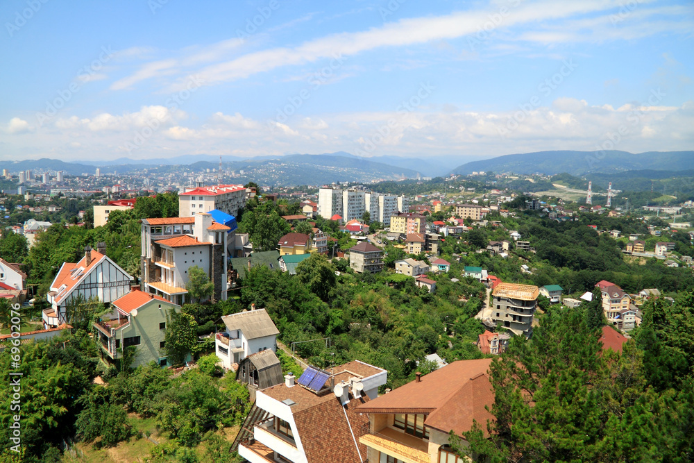 Top view on city Sochi