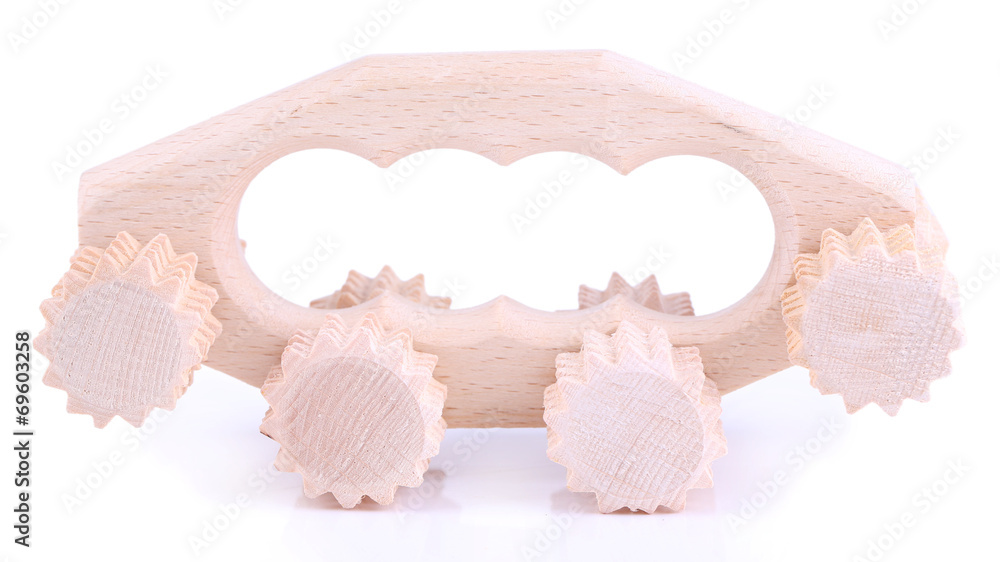 Wooden roller brush on white background isolated Wooden roller brush on white background isolated