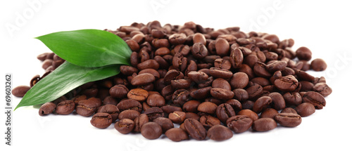 Round shaped coffee beans isolated on white
