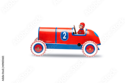 Obraz na plátně Toy Soap Box Derby Cars isolated on white,clipping path