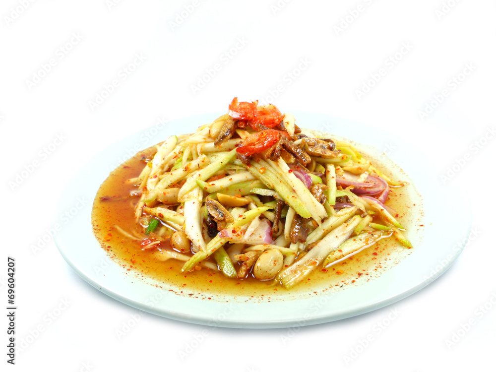 a spicy mango salad with vegetable and chili a spicy mango salad with vegetable and chili