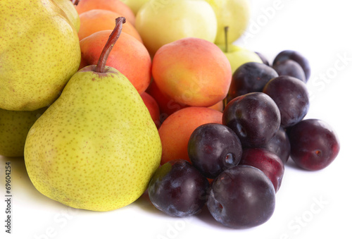 Ripe fruits isolated on white